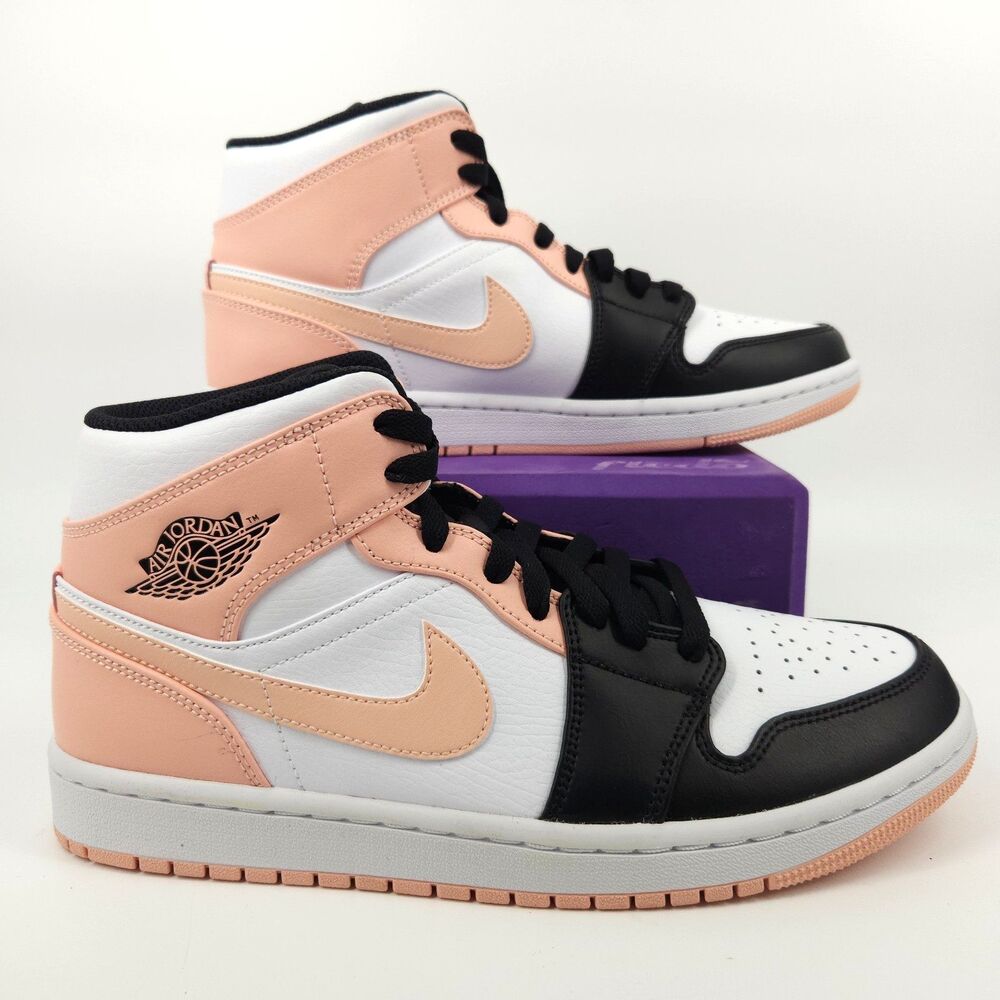 Jordan Air Jordan 1 Mid GS Shoes Men Size 8.5 Pink Black White Leather Sneakers